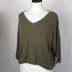 Ecoté Slouch Crop V Neck Sweater Beige Small
